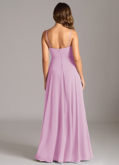 Azazie Amani Vestidos de damas de honor Vestido de Rosa Caramelo de Gasa de Corte en A con Plisado image2