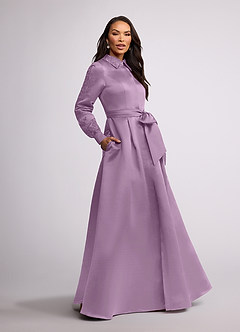 Azazie Ruth Mother of the Bride Dresses Wisteria A-Line Lace Matte Satin Dress image1