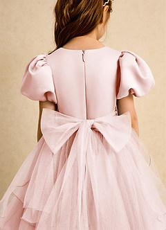 Azazie Cocoa Blumenmädchenkleider Ballkleid Plissee Tüll Kleid Zartrosa image7