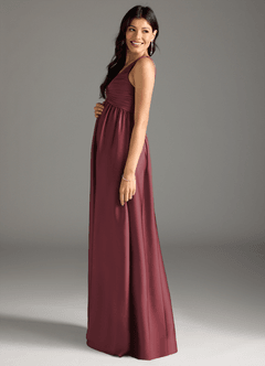 Azazie Yetta Brautjungfernkleider für Schwangere A-Linie Plissee Stretch-Satin Bodenlänge Kleid image4