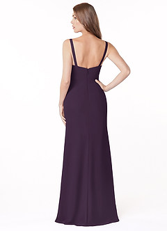 Azazie Salma Final Sale Plum Sheath Side Slit Chiffon Dress image2