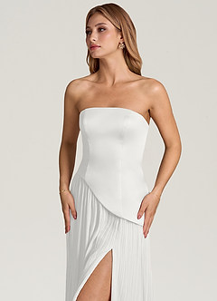 Azazie Tierney Bridesmaid Dresses White A-Line Strapless Chiffon Convertible Dress image2
