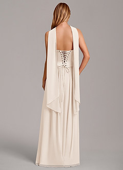 Azazie Cadence Jurken voor bruidsmeisjes Converteerbaar Jurk van Stretch Satijn met A-Lijn Korset Wit Albast image4