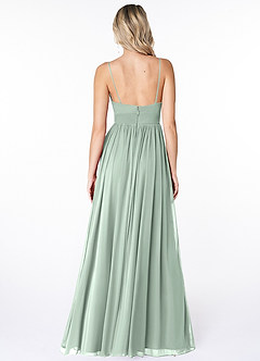 Azazie Kiri Final Sale Agave A-Line Pleated Mesh Dress image2