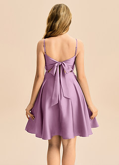 Azazie Miko Junior Wisteria A-Line Pleated Stretch Satin Dress image2