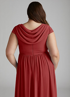 Azazie Organa Bridesmaid Dresses Rust A-Line Pleated Chiffon Dress image12