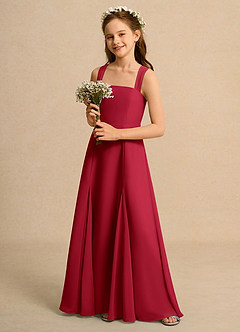 Azazie Tater Girls Formal Abiti da Ragazza di Fiori Abito A-Line in Chiffon Plissettato Scarlatto image5
