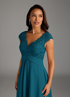Azazie Irmeli Kleider für die Brautmutter A-Linie Spitze Chiffon Kleid Tintenblau image5