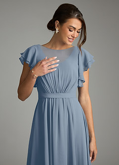 Azazie Daphne Modest Bridesmaid Dresses A-Line Ruffled Chiffon Floor-Length Dress image5