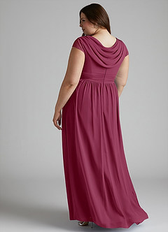 Azazie Organa Bridesmaid Dresses Mulberry A-Line Pleated Chiffon Dress image10