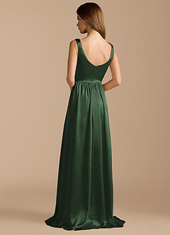 Azazie Keyla Bridesmaid Dresses Eucalyptus A-Line Pleated Metallic Satin Dress image2