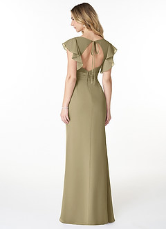 Azazie Val Bridesmaid Dresses Moss Green Mermaid V-Neck Keyhole Chiffon Dress image3
