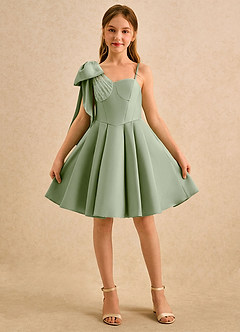 Azazie Beary Girls Formal Flower Girl Klänningar Klä A-Line i Matt satäng Ena axeln image1