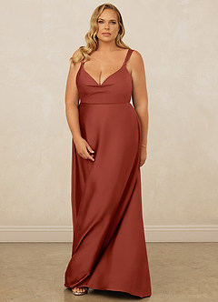 Christian Siriano Bridal for Azazie 1001 Brautjungfernkleider A-Linie Herzausschnitt Stretch-Satin Kleid Terrakotta image15