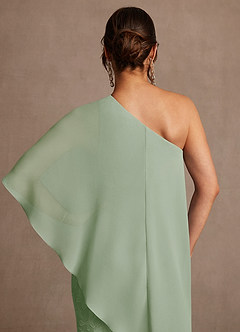 Azazie Wilma Mother of the Bride Dresses Dusty Sage Sheath One Shoulder Floral Burnout Dress image7