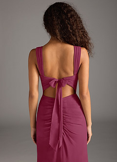 Azazie Jesaphine Robes de demoiselle d'honneur Robe Fourreau en Mousseline de soie Arc Mûre image6