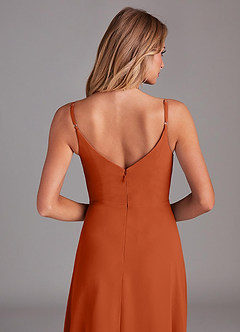 Azazie Daenerys Bridesmaid Dresses Burnt Orange A-Line Cowl Chiffon Dress image7