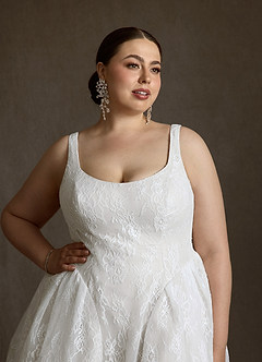 Azazie Dawn Wedding Dresses Diamond White A-Line Lace Dress image9