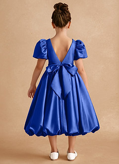 Azazie Jellybean Blumenmädchenkleider Ballkleid Gestreift Matte Satin Kleid Königsblau image2