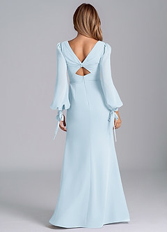 Azazie Leigh Bridesmaid Dresses Sky Blue Mermaid Long Sleeve Chiffon Dress image3