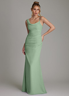 Azazie Ama Final Sale Matcha A-Line Pleated Chiffon Dress image1