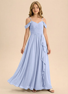 Azazie Elowen Junior Jurk van Chiffon met A-Lijn Off the Shoulder Ijs image1