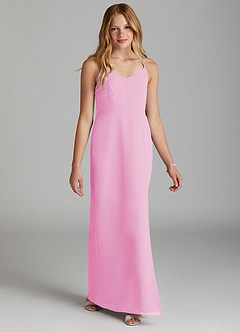 Azazie Becca Junior Candy Pink Mermaid Chiffon Dress image5