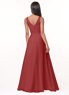 Azazie Nala Bridesmaid Dresses Rust A-Line Pleated Chiffon Dress image2