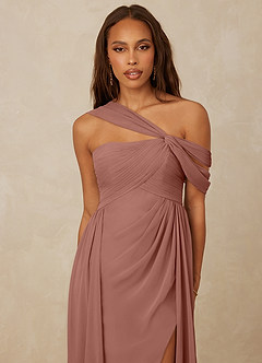 Christian Siriano Bridal for Azazie 1014 Bridesmaid Dresses Cedar Rose A-Line Off the Shoulder Chiffon Dress image6