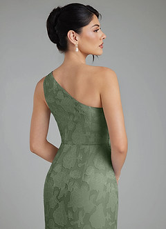 Azazie Akilah Robes de demoiselle d'honneur Robe Sirène en Blumen-Burnout Asymétrique Matcha image7