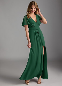 Azazie Zaniah Bridesmaid Dresses Dark Green A-Line Chiffon Dress image6