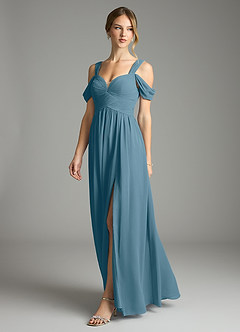 Azazie Lianne Bridesmaid Dresses Bermuda A-Line Off the Shoulder Chiffon Dress image4