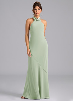 Azazie Velli Bridesmaid Dresses Dusty Sage Mermaid Bow Chiffon Dress image6