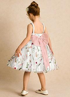 Azazie Peppa Flower Girl Dresses Ivory Rosette A-Line Sweetheart Neckline Tulle Dress image5