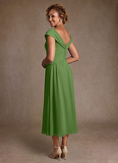 Azazie Mirta Mother of the Bride Dresses Basil A-Line Pleated Floral Burnout Dress image2