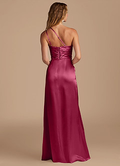Azazie Eren Brautjungfernkleider Etui One-Shoulder Metallischer Satin Kleid Burgunderrot image5