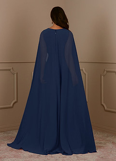 Azazie Isa Mother of the Bride Dresses Dark Navy A-Line V-Neck Pleated Chiffon Dress image4