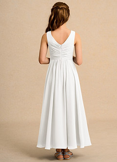 Azazie Ducky Girl Blumenmädchenkleider A-Linie Plissee Chiffon Kleid Elfenbein image2