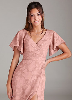 Azazie Ambrosia Bridesmaid Dresses Rosette A-Line Pleated Floral Burnout Dress image5