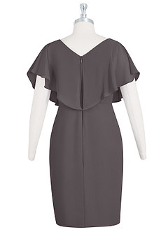 Azazie Julia Mother of the Bride Dresses Steel Grey Sheath V-Neck Pleated Chiffon Dress image7