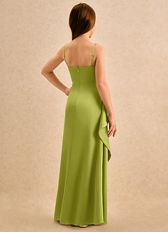 Azazie Cannoli Girls Formal Robe Demoiselle D'honneur Fillette Robe Trapèze en Satin extensible Plissée Citronnelle image2