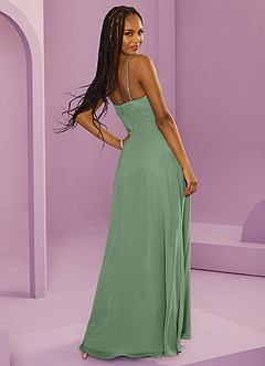 Barbie ♥ Azazie Vestidos de damas de honor Vestido de Matcha de Gasa de Corte en A con Con bolsillos image11