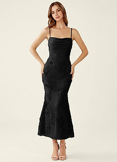 Floriane Noir Robe longue sirène corset à fleurs 3D et laçage au dos image4
