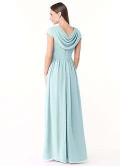 Azazie Organa Final Sale Sea Glass A-Line Pleated Chiffon Dress image4