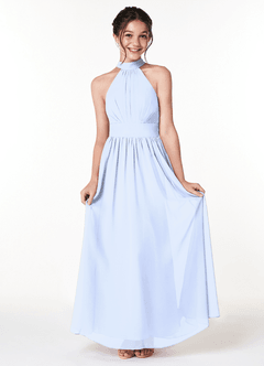 Azazie Iman Junior Ice A-Line Pleated Chiffon Dress image1