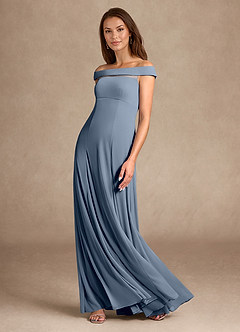 Azazie Ewa Mother of the Bride Dresses Twilight A-Line Off the Shoulder Mesh Dress image6