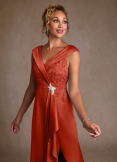 Azazie Santa Monica Mother of the Bride Dresses Rust A-Line Lace Dress image5