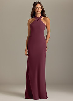 Azazie Doretta Bridesmaid Dresses Cabernet Mermaid Pleated Chiffon Dress image1