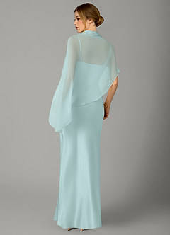 Azazie Jaleesa Jurken voor bruidsmeisjes Jurk van Stretch Satijn met A-Lijn Hoge Kraag Zeeglas image6