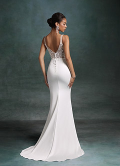 Azazie Sabrina Vestidos de novia Vestido Blanco Diamante Champán de Satén con cara trasera de crepé de Corte Sirena image2